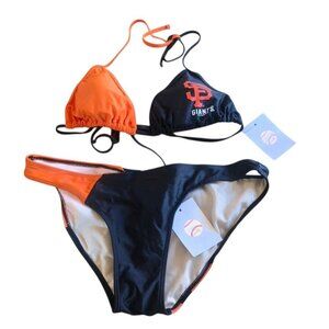 MLB San Francisco Giants Bikini Two Piece Swimsuit Black Orange Size Medium NWT